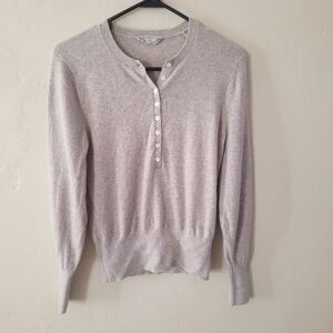 Everlane Cashmere Henley Laurel Sweater Women's Small Light Beige